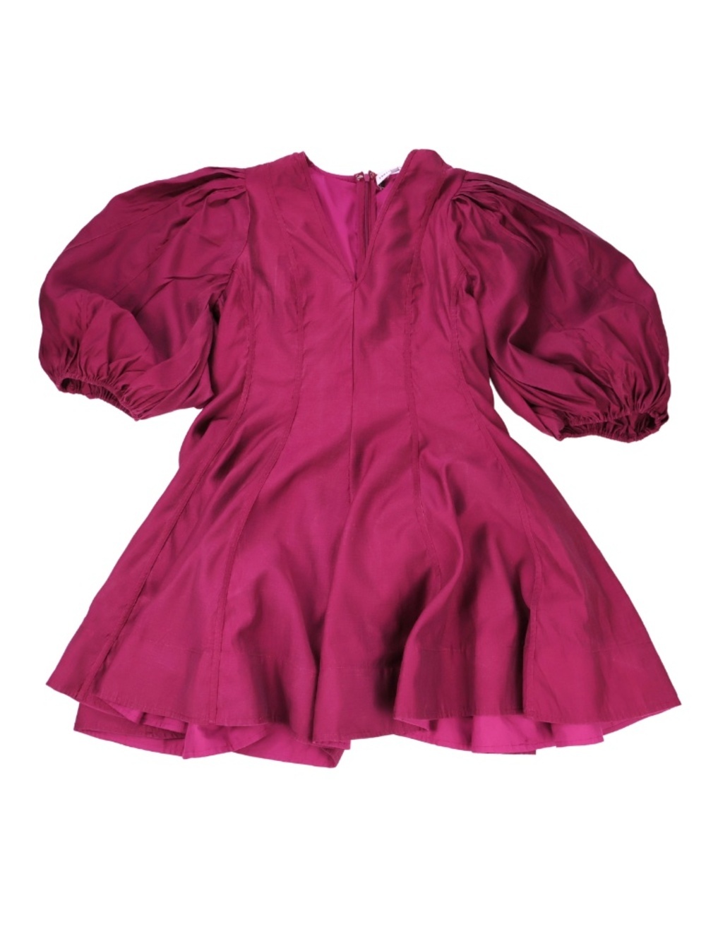 English Factory Plum Puff Sleeve Mini Dress Small Romantic Fit Flare Dress